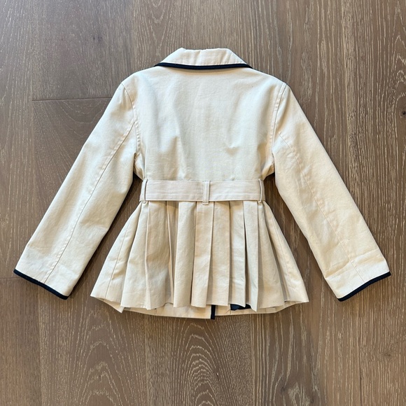 Janie and Jack pleated twill lined tan trench coat 3/4 - Picture 3 of 4